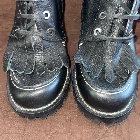 TORY BURCH✨🔥 Black Trigg Lace Up Pebbled Leather 4" Stiletto Boot - Picture 6 of 10